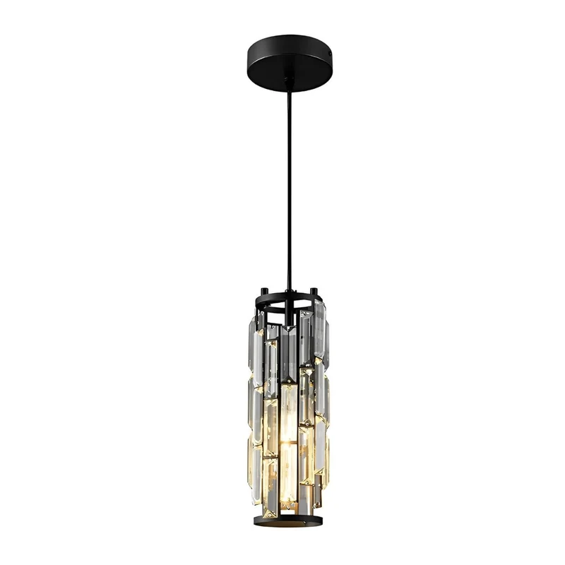 Kristallen Hanglamp Zwart Ijzer E27 Eetkamer Woonkamer Industrieel Retro Plafondlamp Pendellamp Kristalglas Bar Gangpad | Sansoti