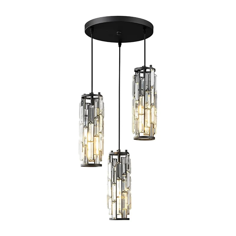 Kristallen Hanglamp Zwart Ijzer E27 Eetkamer Woonkamer Industrieel Retro Plafondlamp Pendellamp Kristalglas Bar Gangpad | Sansoti