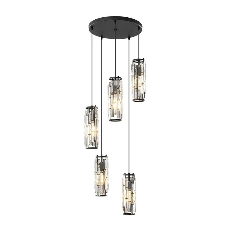 Kristallen Hanglamp Zwart Ijzer E27 Eetkamer Woonkamer Industrieel Retro Plafondlamp Pendellamp Kristalglas Bar Gangpad | Sansoti