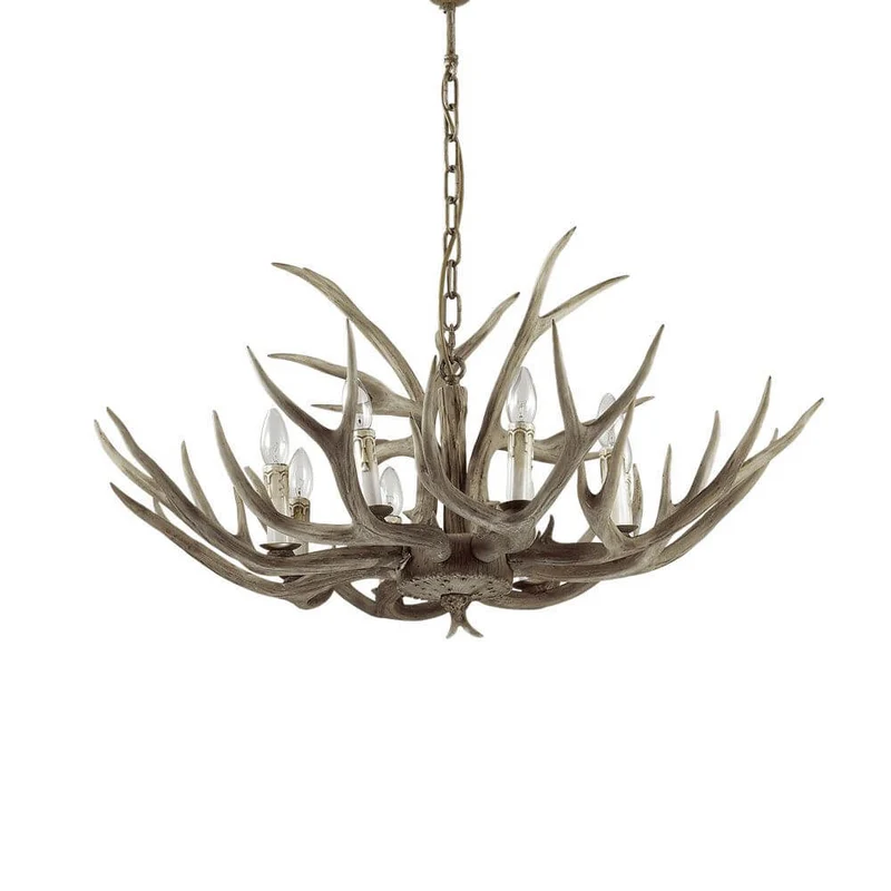Chalet L Holz Geweih-Lüster Ø 91cm 8-flammig
