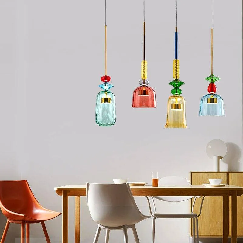 Design Glazen Hanglamp Met Gekleurd Glas En Geïntegreerde Led Moderne Cilindervormige Plafondlamp Voor Keuken Eettafel Woonkamer Met Verstelbaar Snoer | Sansoti