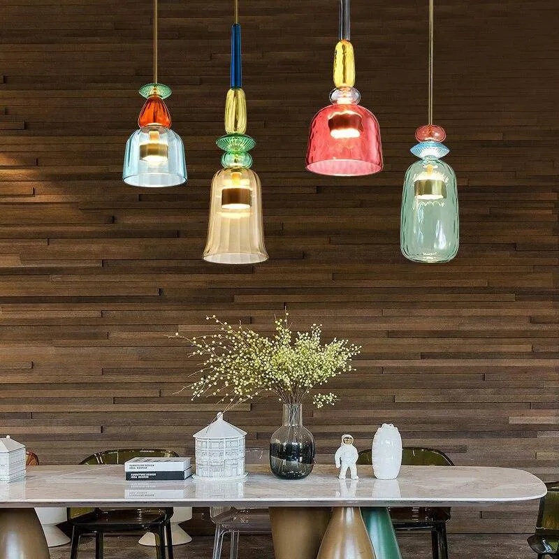 Design Glazen Hanglamp Met Gekleurd Glas En Geïntegreerde Led Moderne Cilindervormige Plafondlamp Voor Keuken Eettafel Woonkamer Met Verstelbaar Snoer | Sansoti