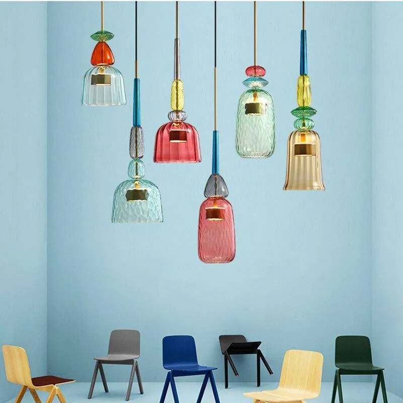 Design Glazen Hanglamp Met Gekleurd Glas En Geïntegreerde Led Moderne Cilindervormige Plafondlamp Voor Keuken Eettafel Woonkamer Met Verstelbaar Snoer | Sansoti