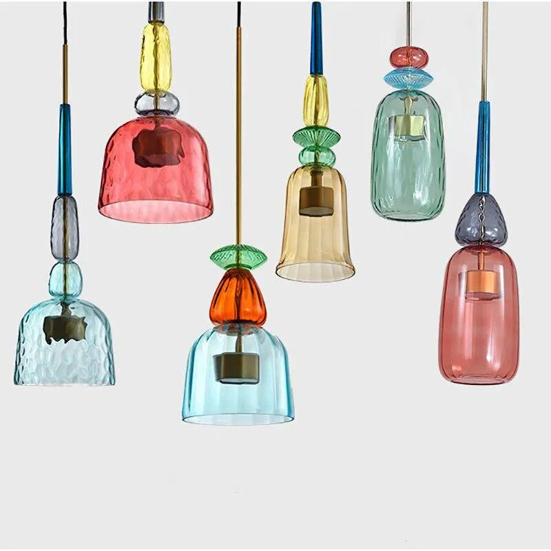 Design Glazen Hanglamp Met Gekleurd Glas En Geïntegreerde Led Moderne Cilindervormige Plafondlamp Voor Keuken Eettafel Woonkamer Met Verstelbaar Snoer | Sansoti