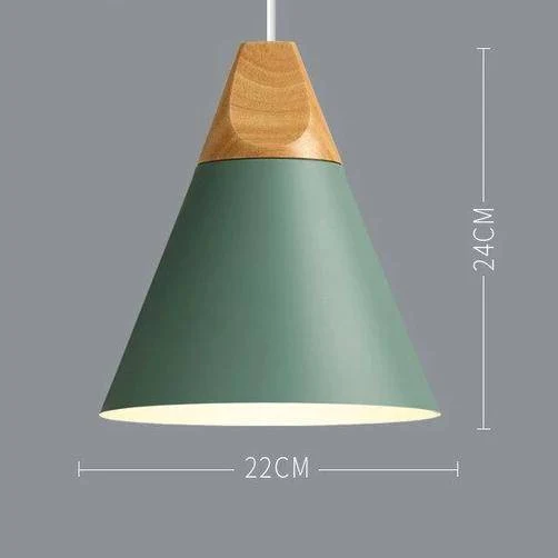 Scandinavische Houten Metalen Hanglamp Nordic Design Gekleurde Aluminium Kegel Of Koepel Plafondlamp Met Verstelbaar Snoer | Sansoti