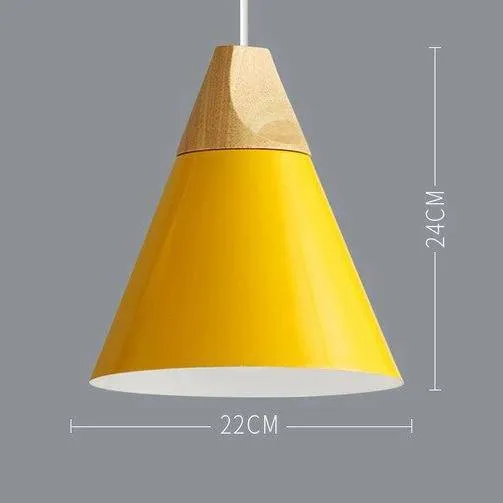 Scandinavische Houten Metalen Hanglamp Nordic Design Gekleurde Aluminium Kegel Of Koepel Plafondlamp Met Verstelbaar Snoer | Sansoti