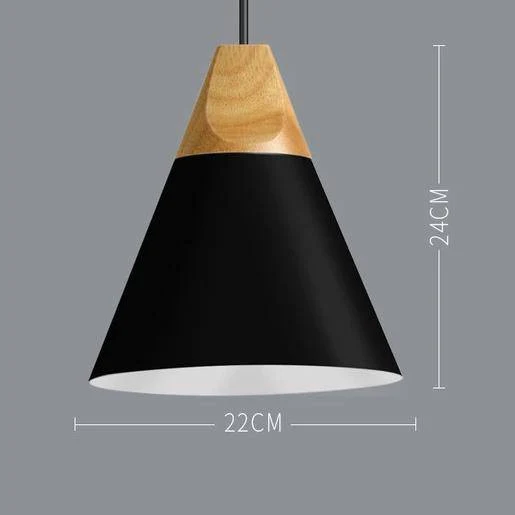 Scandinavische Houten Metalen Hanglamp Nordic Design Gekleurde Aluminium Kegel Of Koepel Plafondlamp Met Verstelbaar Snoer | Sansoti