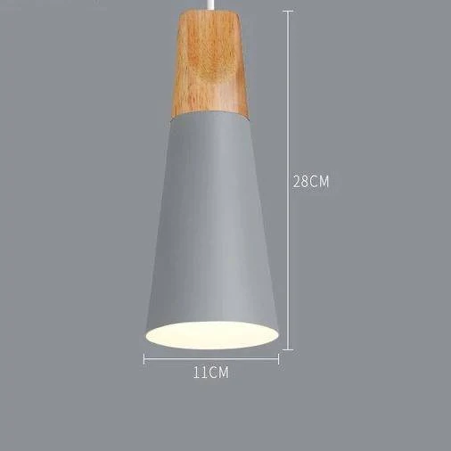 Scandinavische Houten Metalen Hanglamp Nordic Design Gekleurde Aluminium Kegel Of Koepel Plafondlamp Met Verstelbaar Snoer | Sansoti