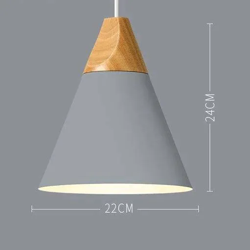 Scandinavische Houten Metalen Hanglamp Nordic Design Gekleurde Aluminium Kegel Of Koepel Plafondlamp Met Verstelbaar Snoer | Sansoti