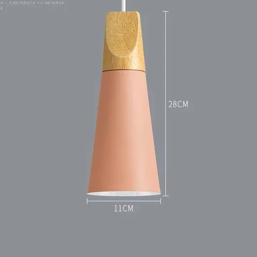 Scandinavische Houten Metalen Hanglamp Nordic Design Gekleurde Aluminium Kegel Of Koepel Plafondlamp Met Verstelbaar Snoer | Sansoti