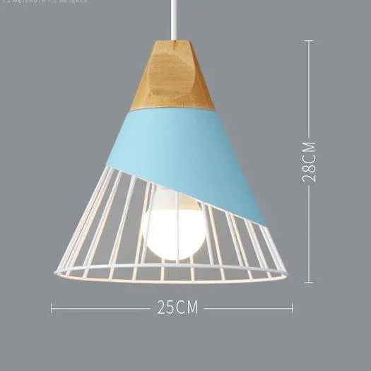 Scandinavische Houten Metalen Hanglamp Nordic Design Gekleurde Aluminium Kegel Of Koepel Plafondlamp Met Verstelbaar Snoer | Sansoti