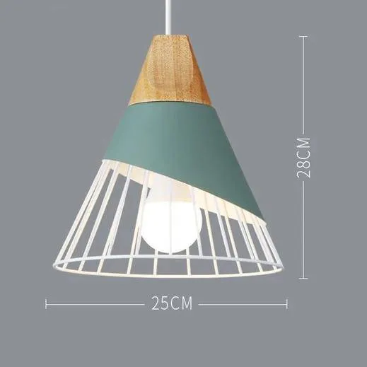Scandinavische Houten Metalen Hanglamp Nordic Design Gekleurde Aluminium Kegel Of Koepel Plafondlamp Met Verstelbaar Snoer | Sansoti