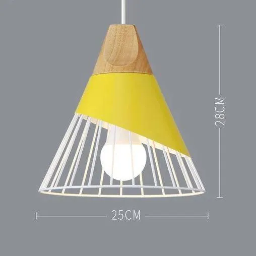Scandinavische Houten Metalen Hanglamp Nordic Design Gekleurde Aluminium Kegel Of Koepel Plafondlamp Met Verstelbaar Snoer | Sansoti