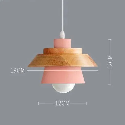 Scandinavische Houten Metalen Hanglamp Nordic Design Gekleurde Aluminium Kegel Of Koepel Plafondlamp Met Verstelbaar Snoer | Sansoti
