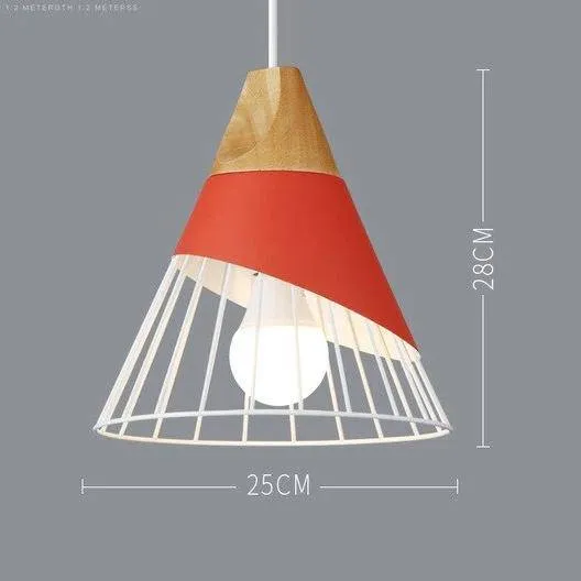 Scandinavische Houten Metalen Hanglamp Nordic Design Gekleurde Aluminium Kegel Of Koepel Plafondlamp Met Verstelbaar Snoer | Sansoti