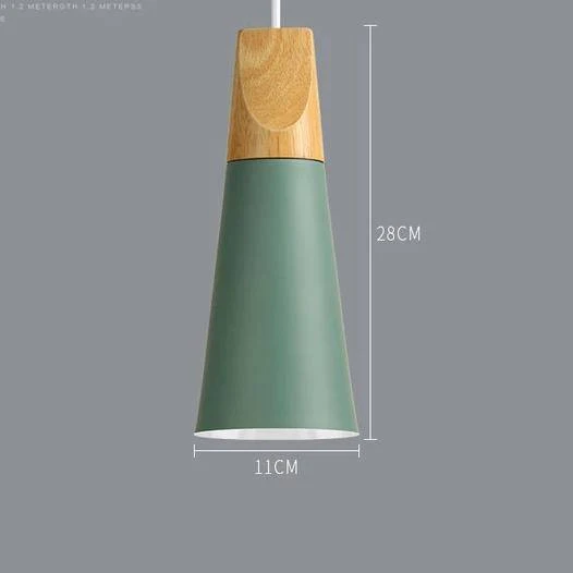 Scandinavische Houten Metalen Hanglamp Nordic Design Gekleurde Aluminium Kegel Of Koepel Plafondlamp Met Verstelbaar Snoer | Sansoti