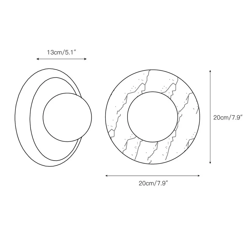 Ronde Design Wandlamp Met Marmeren Achterplaat En Glazen Bol Voor Hal En Slaapkamer | Sansoti