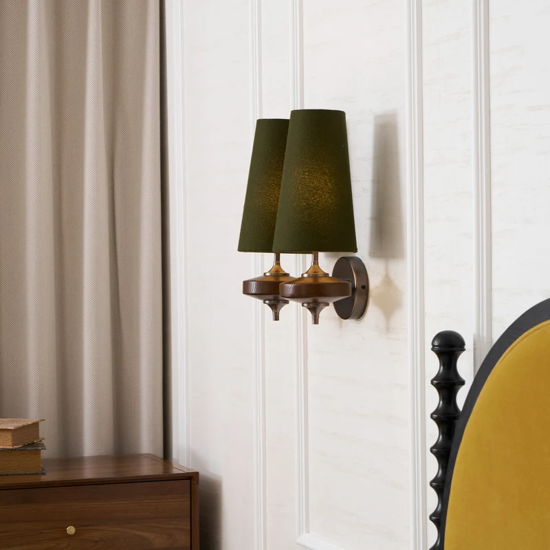 Design Wandlamp Met Houten Details En Stoffen Kap Geïnspireerd Op De Nikau Palm | Sansoti