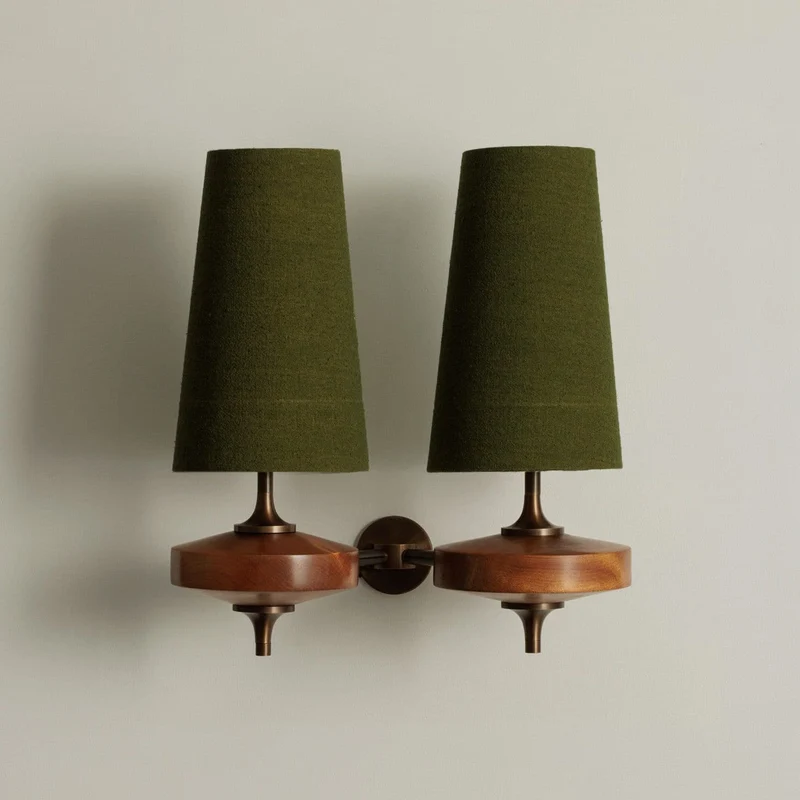 Design Wandlamp Met Houten Details En Stoffen Kap Geïnspireerd Op De Nikau Palm | Sansoti