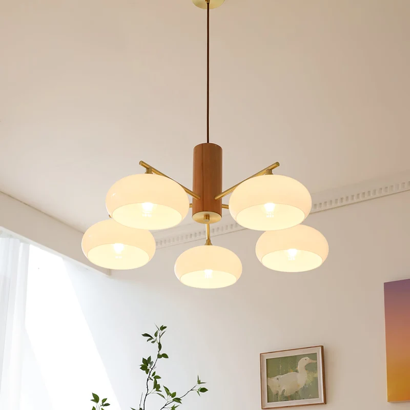Ovale Design Kroonluchter Met Glazen Kappen En Messing Details Voor Woonkamer En Eetkamer | Sansoti
