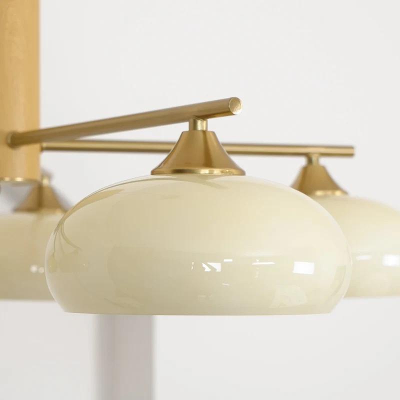 Ovale Design Kroonluchter Met Glazen Kappen En Messing Details Voor Woonkamer En Eetkamer | Sansoti