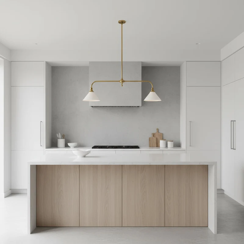Luxe Design Hanglamp Met Witte Glazen Kappen Voor Eettafel En Keukeneiland In Messing Afwerking | Sansoti
