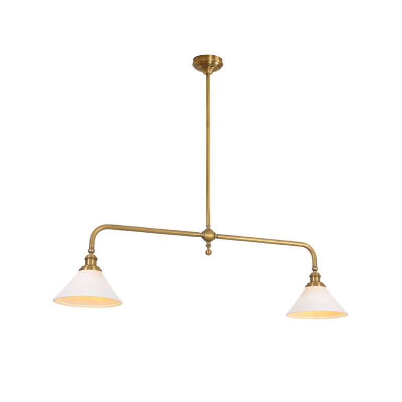 Luxe Design Hanglamp Met Witte Glazen Kappen Voor Eettafel En Keukeneiland In Messing Afwerking | Sansoti