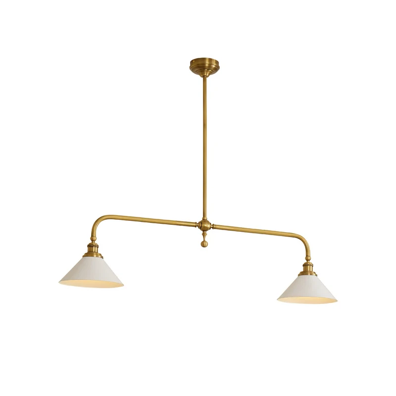 Luxe Design Hanglamp Met Witte Glazen Kappen Voor Eettafel En Keukeneiland In Messing Afwerking | Sansoti