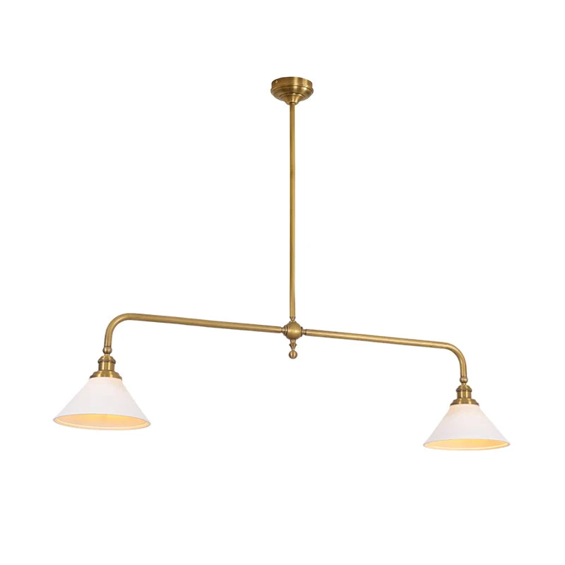 Luxe Design Hanglamp Met Witte Glazen Kappen Voor Eettafel En Keukeneiland In Messing Afwerking | Sansoti