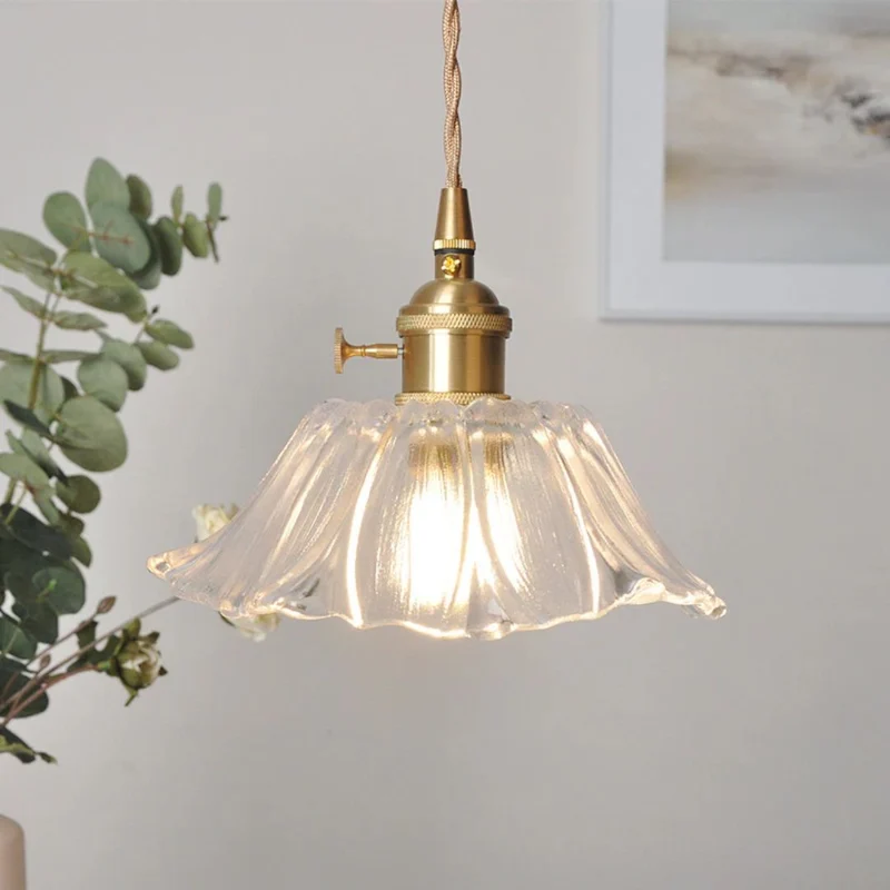 Sansoti | Cullivan Bloemvormige Hanglamp – Glazen Hanglamp met Gouden Fitting voor Woonkamer & Eetkamer