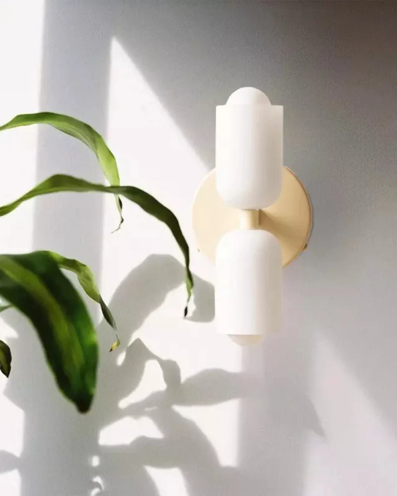 Sansoti | Wandlamp met Dubbele Glazen Kappen voor Slaapkamer en Woonkamer – E27 Wandverlichting