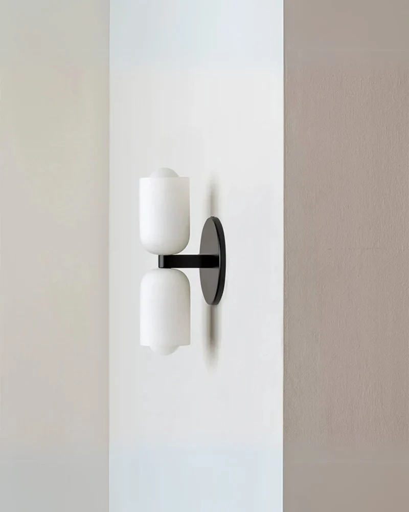 Sansoti | Wandlamp met Dubbele Glazen Kappen voor Slaapkamer en Woonkamer – E27 Wandverlichting