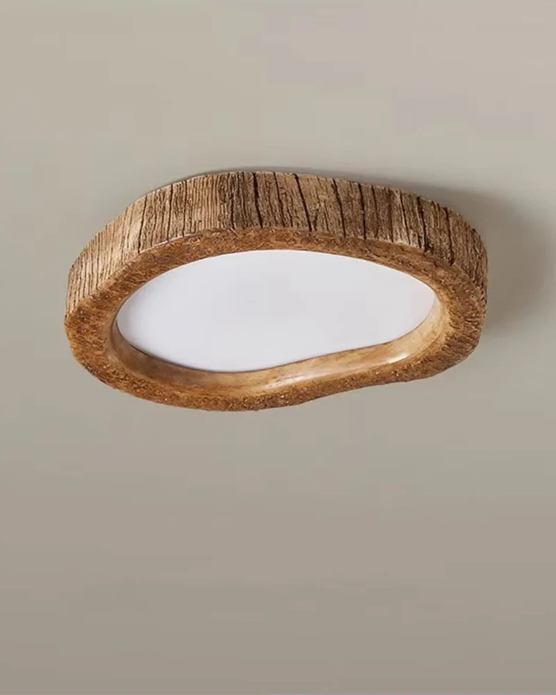 Sansoti | Ronde Plafondlamp Houtlook voor Slaapkamer en Woonkamer – Moderne LED Verlichting