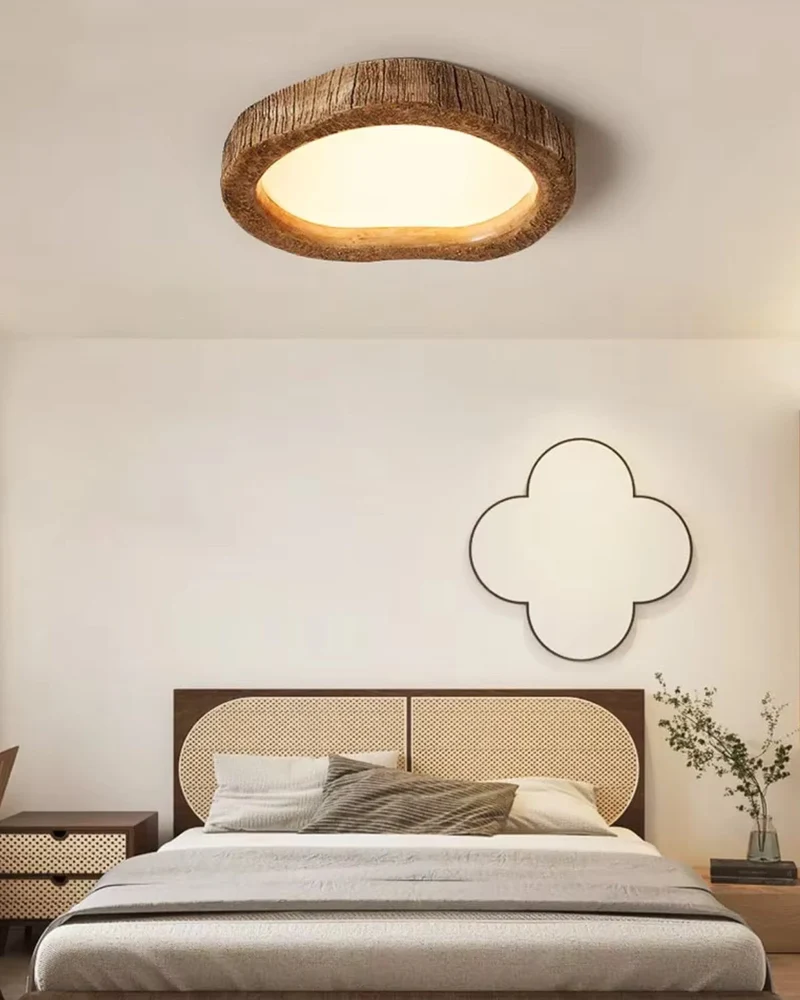 Sansoti | Ronde Plafondlamp Houtlook voor Slaapkamer en Woonkamer – Moderne LED Verlichting