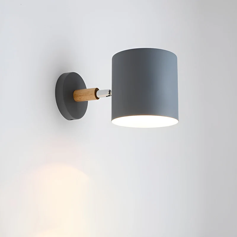 Wandlamp Metaal Hout Roze Verstelbaar 13x14 cm E27 Binnenverlichting Slaapkamer Kinderkamer Bedlamp Scandinavisch | Sansoti