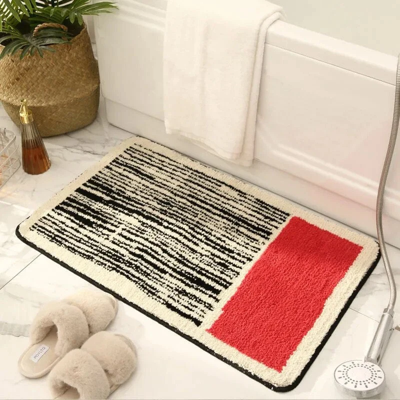 Badmat Polyester Acryl Anti Slip 40x60 45x70 50x80 cm Abstract Design Badkamer Wasbaar Zacht Tapijt | Sansoti