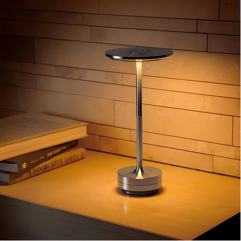 Tafellamp Draadloos LED Dimbaar Metaal Goud Zwart Zilver Oplaadbaar Touchlamp Nachtlamp Bureau Lamp Modern Design | Sansoti