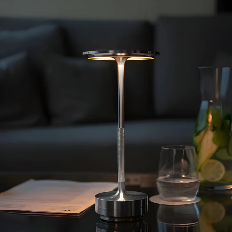 Tafellamp Draadloos LED Dimbaar Metaal Goud Zwart Zilver Oplaadbaar Touchlamp Nachtlamp Bureau Lamp Modern Design | Sansoti
