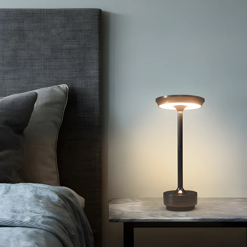 Tafellamp Draadloos LED Dimbaar Metaal Goud Zwart Zilver Oplaadbaar Touchlamp Nachtlamp Bureau Lamp Modern Design | Sansoti