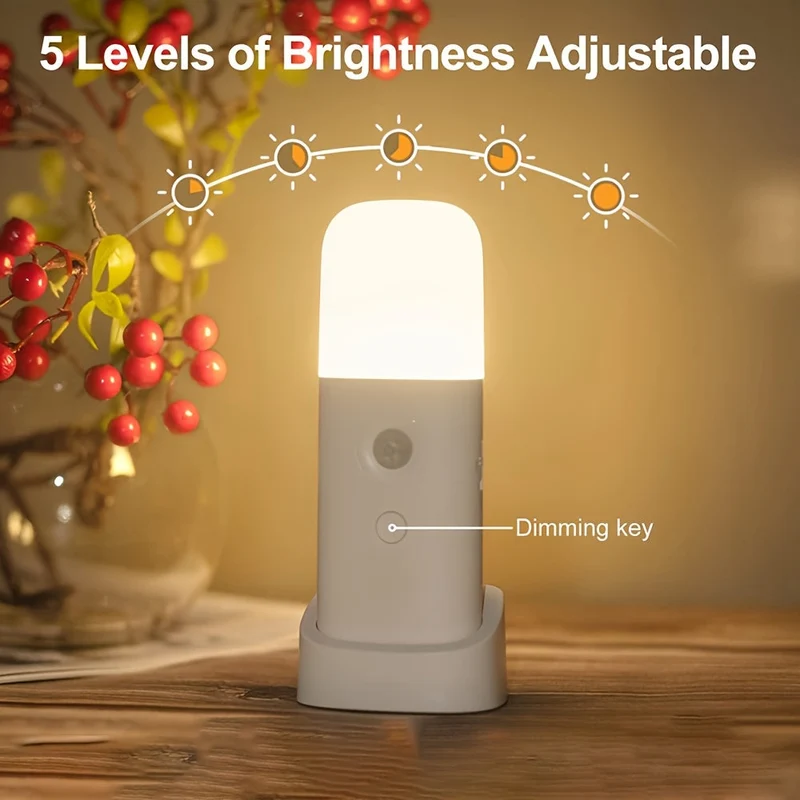LED Nachtlamp Bewegingssensor USB-oplaadbaar 2000mAh wit slaapkamer gang dimbaar draadloos lampje | Sansoti