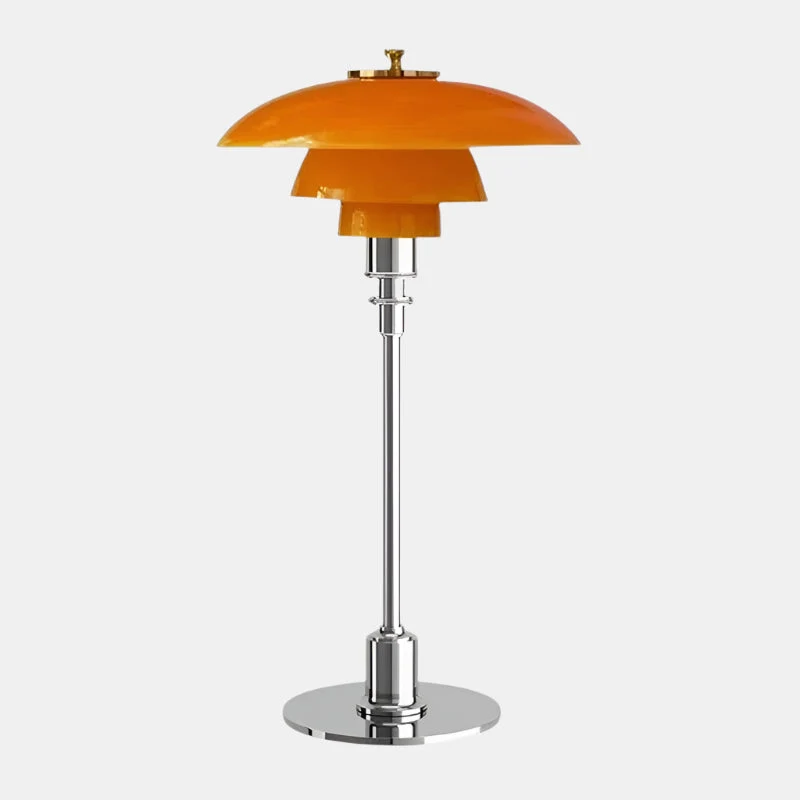 Tafellamp Glas Metaal Ø28cm Oranje LED Bureau Nachtkastje Design Lamp Sfeerverlichting Woonkamer Leeslamp Minimalistisch | Sansoti