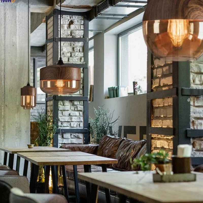 Hanglamp Glas Metaal Houtlook E27 Verstelbaar Woonkamer Eetkamer Slaapkamer Scandinavische Design Lamp Binnenverlichting | Sansoti