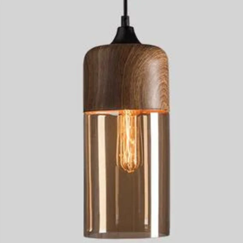 Hanglamp Glas Metaal Houtlook E27 Verstelbaar Woonkamer Eetkamer Slaapkamer Scandinavische Design Lamp Binnenverlichting | Sansoti