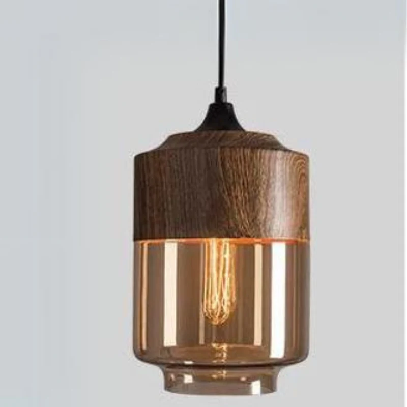 Hanglamp Glas Metaal Houtlook E27 Verstelbaar Woonkamer Eetkamer Slaapkamer Scandinavische Design Lamp Binnenverlichting | Sansoti