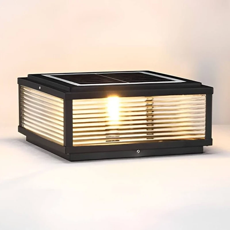 Vierkante Buiten Sokkel Lamp Met Geribbeld Glas En Aluminium Behuizing Voor Tuinpad En Oprit | Sansoti