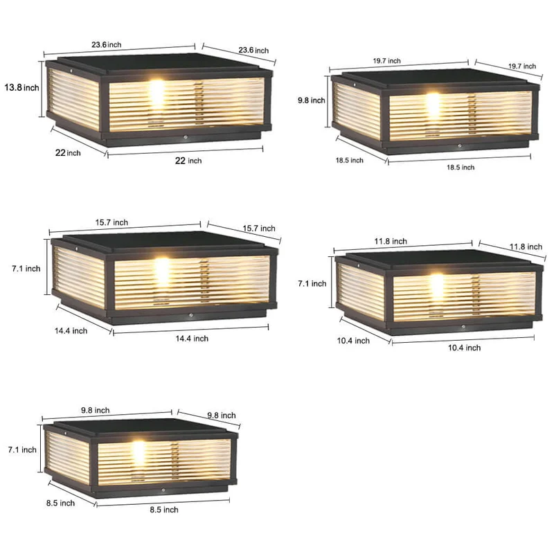 Vierkante Buiten Sokkel Lamp Met Geribbeld Glas En Aluminium Behuizing Voor Tuinpad En Oprit | Sansoti