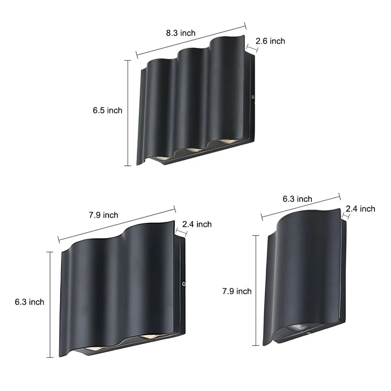 Moderne Golfvormige Up Down Buiten Wandlamp Met LED En IP54 Bescherming | Sansoti
