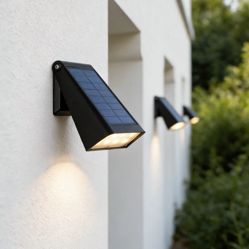 Solar Downlight Wandlamp Voor Buiten Met Verstelbaar Zonnepaneel En IP65 | Sansoti