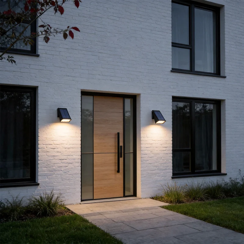 Solar Downlight Wandlamp Voor Buiten Met Verstelbaar Zonnepaneel En IP65 | Sansoti