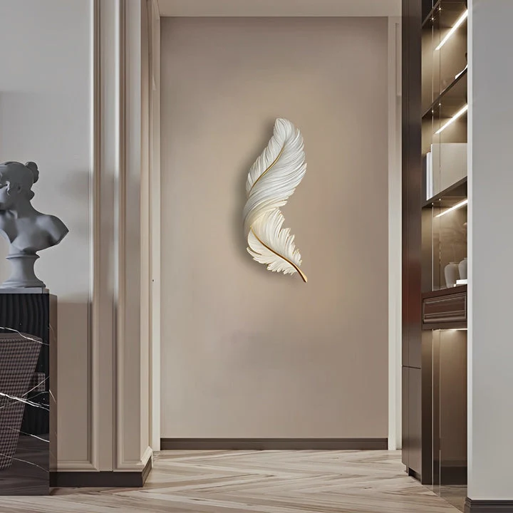 Artistieke Veren LED Wandlamp Met Verborgen Lichtstrip En Afstandsbediening | Sansoti